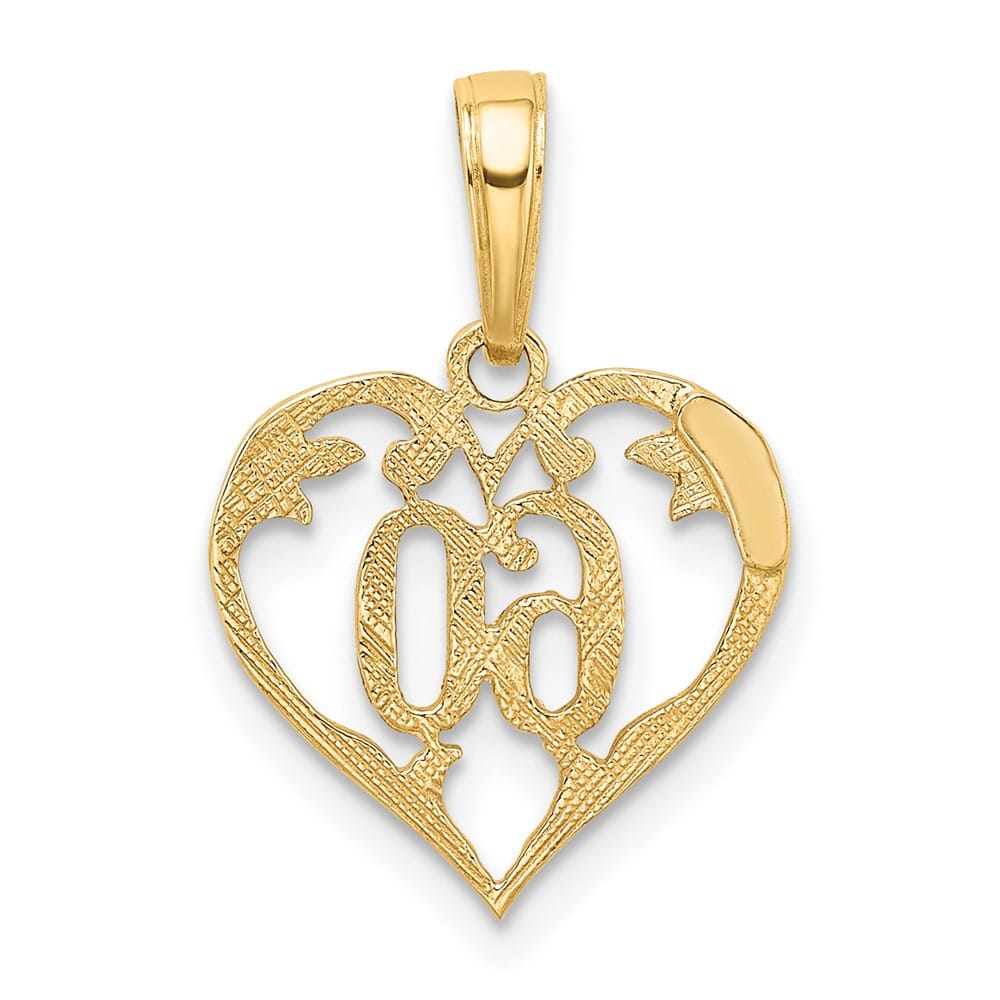 10K Yellow Gold Solid Polished Medium 60 in Heart Pendant