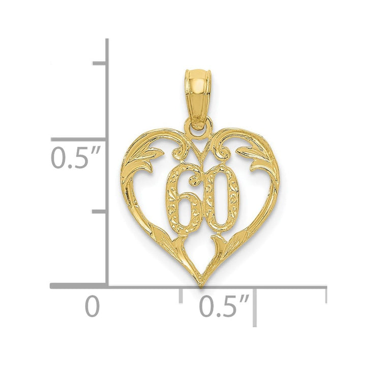 10K Yellow Gold Solid Polished Medium 60 in Heart Pendant