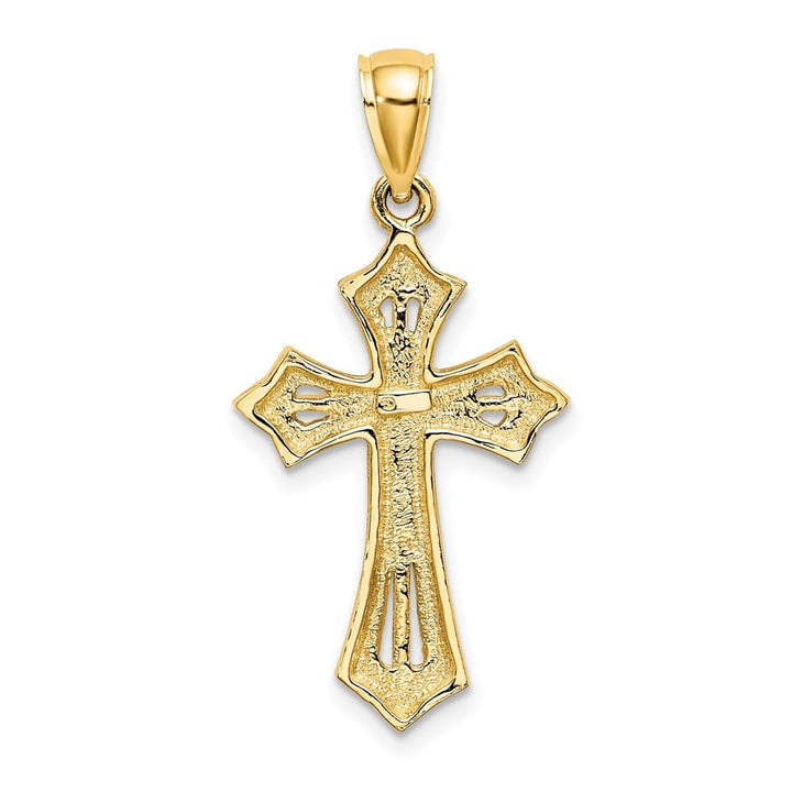 10K Yellow Gold Solid Polished Medium Beaded Cross Charm