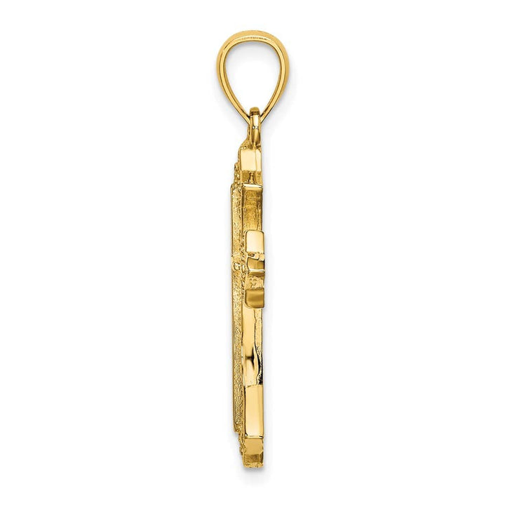 10K Yellow Gold Solid Polished Medium Beaded Cross Charm