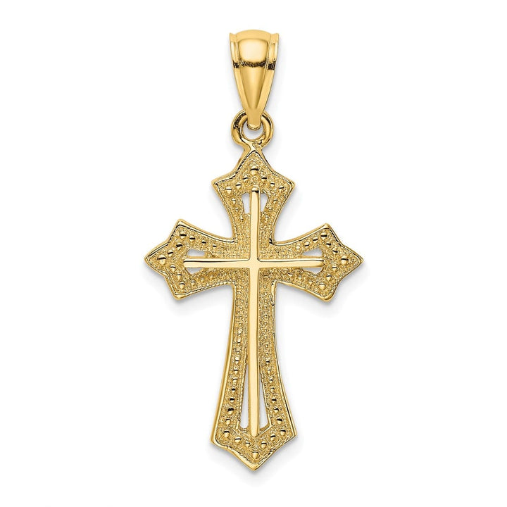10K Yellow Gold Solid Polished Medium Beaded Cross Charm