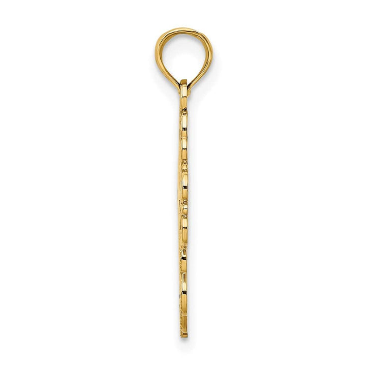 10K Yellow Gold Solid Polished Medium Beaded Lace Trim Cross Charm