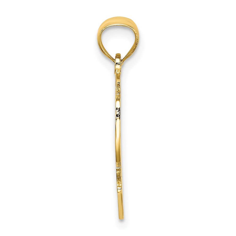 10K Yellow Gold Solid Polished Medium Best MOM in Heart Charm
