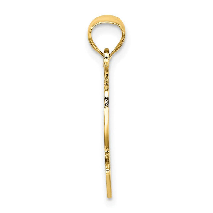 10K Yellow Gold Solid Polished Medium Best MOM in Heart Charm