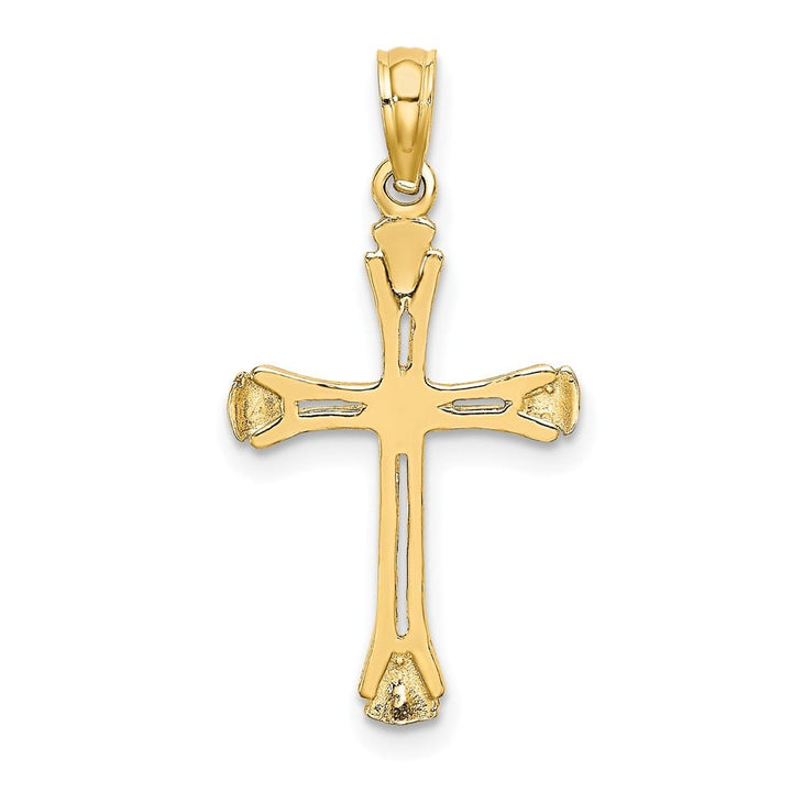 10K Yellow Gold Solid Polished Medium Beveled Cut-out Cross Pendant
