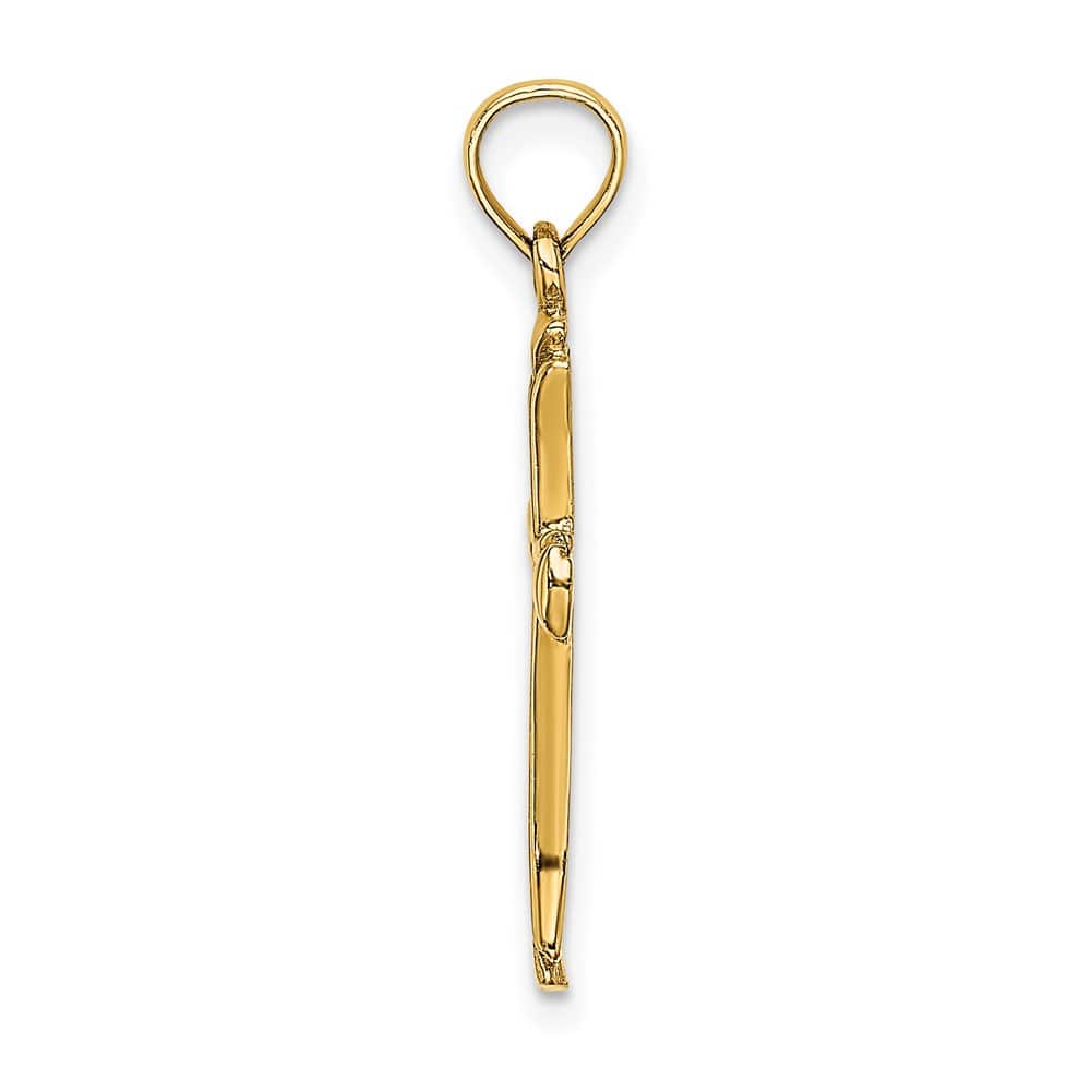 10K Yellow Gold Solid Polished Medium Beveled Cut-out Cross Pendant