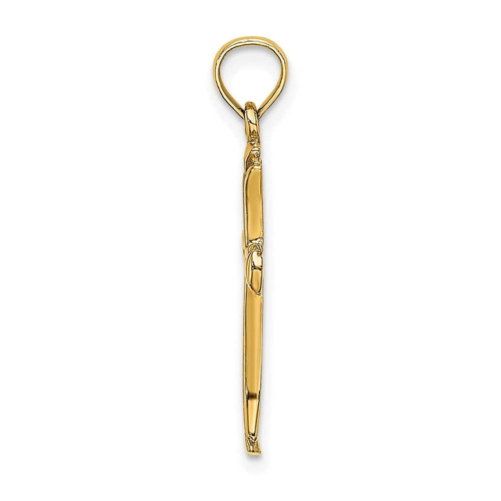 10K Yellow Gold Solid Polished Medium Beveled Cut-out Cross Pendant