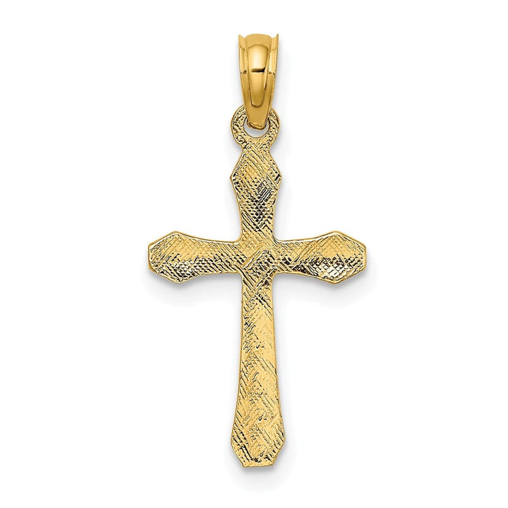 10K Yellow Gold Solid Polished Medium Beveled Tips Cross Charm