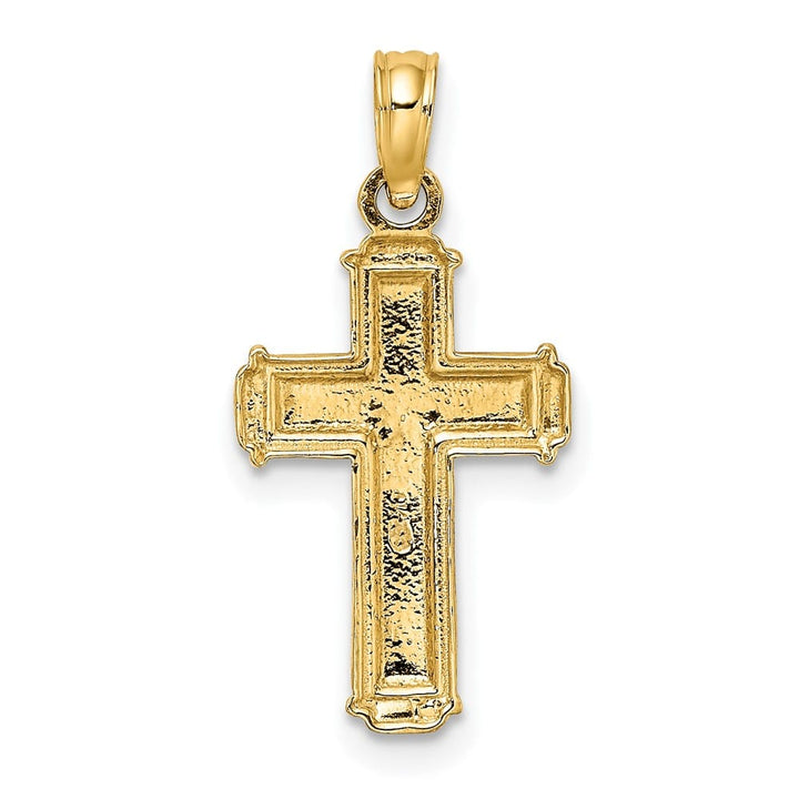 10K Yellow Gold Solid Polished Medium Block Crucifix INRI Charm