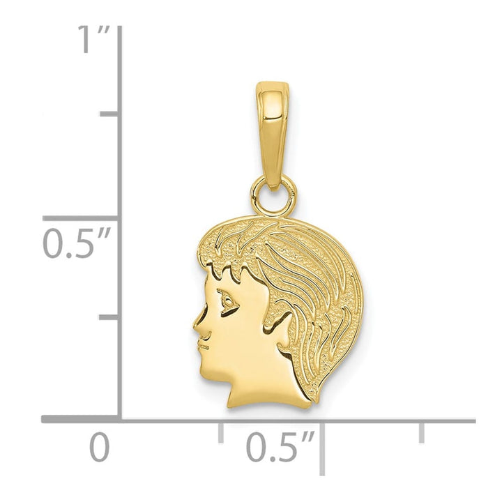 10K Yellow Gold Solid Polished Medium Boy Head Charm
