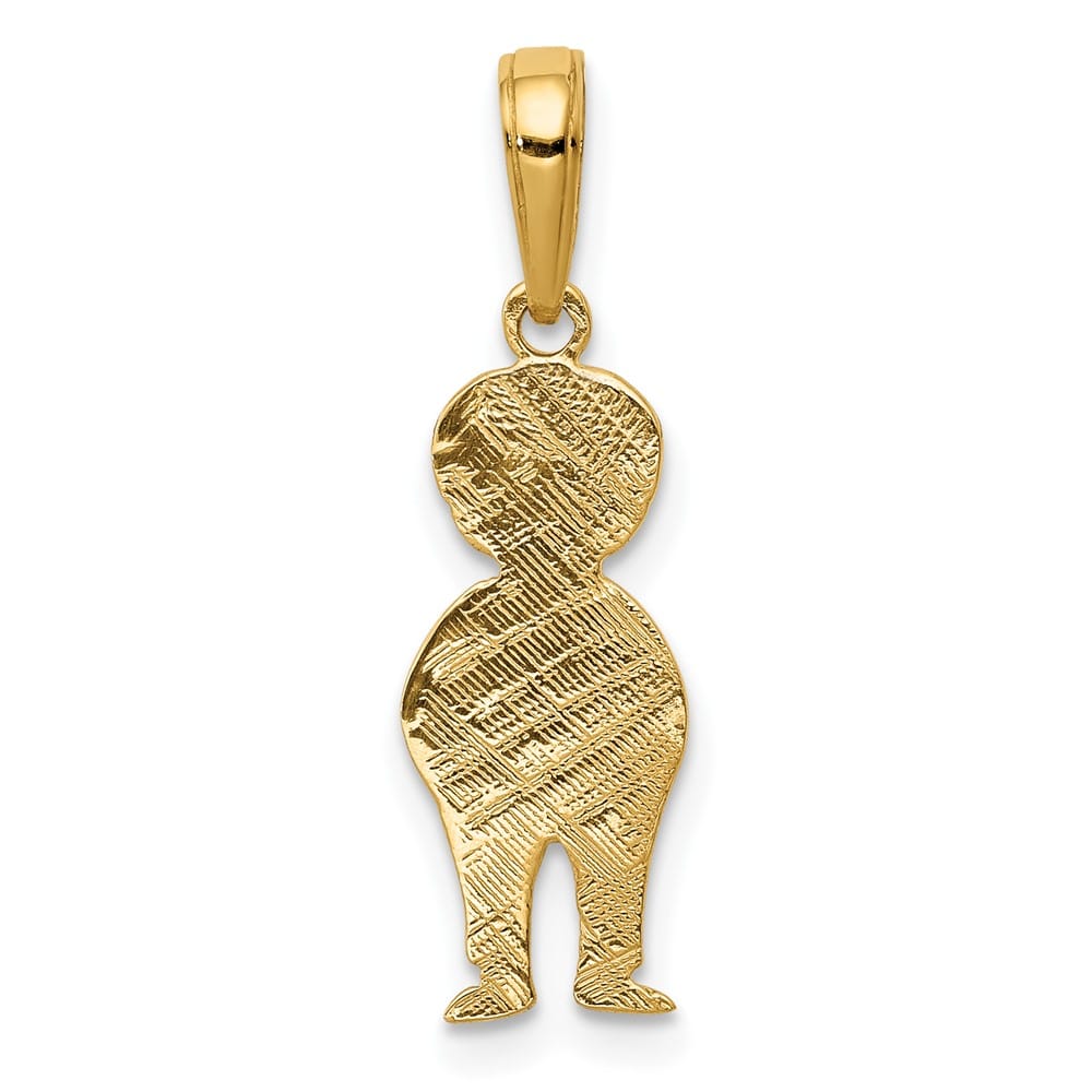 10K Yellow Gold Solid Polished Medium Boy with Hands in Pocket Pendant
