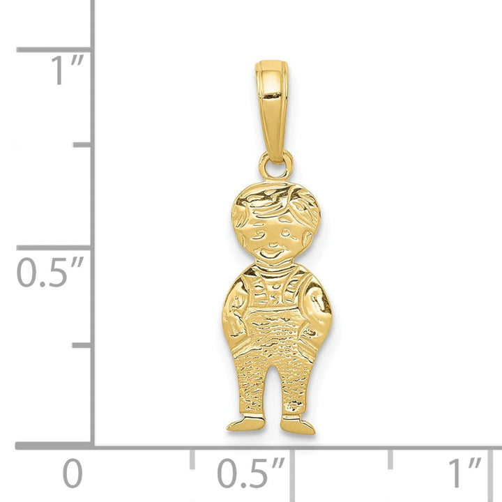 10K Yellow Gold Solid Polished Medium Boy with Hands in Pocket Pendant