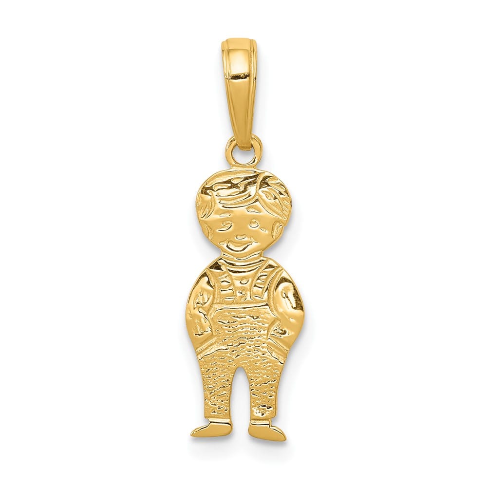 10K Yellow Gold Solid Polished Medium Boy with Hands in Pocket Pendant