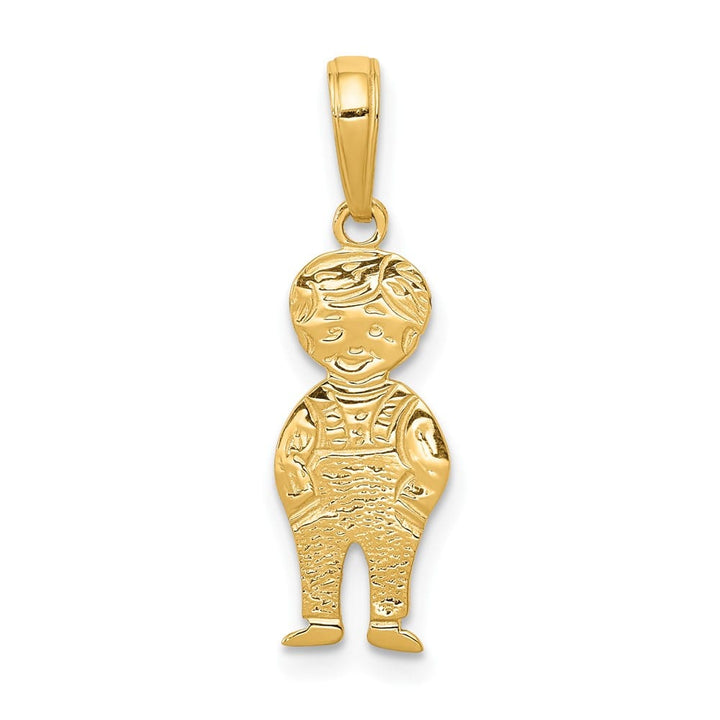 10K Yellow Gold Solid Polished Medium Boy with Hands in Pocket Pendant