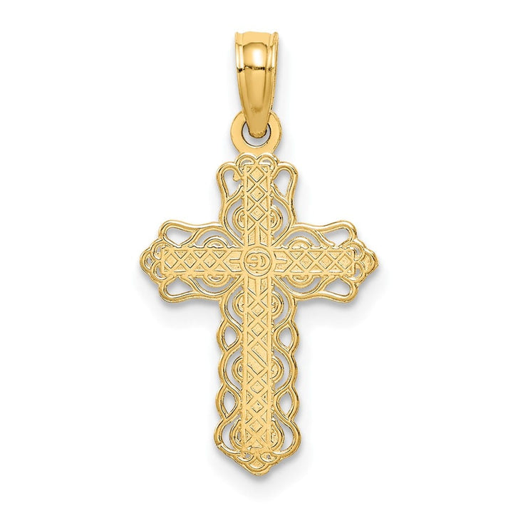 10K Yellow Gold Solid Polished Medium Budded Cross Charm
