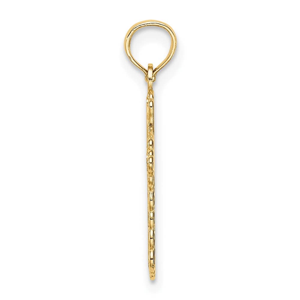 10K Yellow Gold Solid Polished Medium Budded Cross Charm