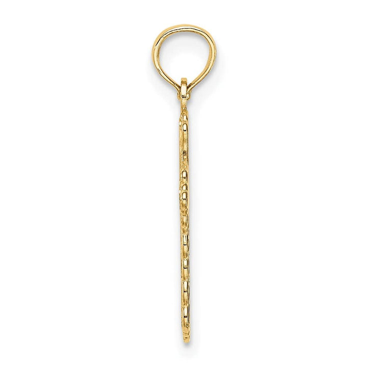 10K Yellow Gold Solid Polished Medium Budded Cross Charm