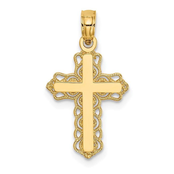 10K Yellow Gold Solid Polished Medium Budded Cross Charm