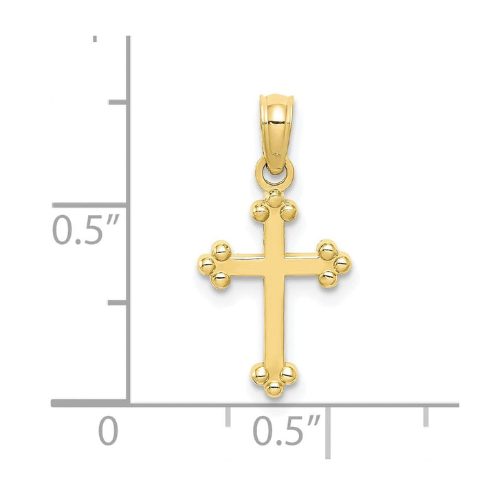 10K Yellow Gold Solid Polished Medium Budded Cross Charm