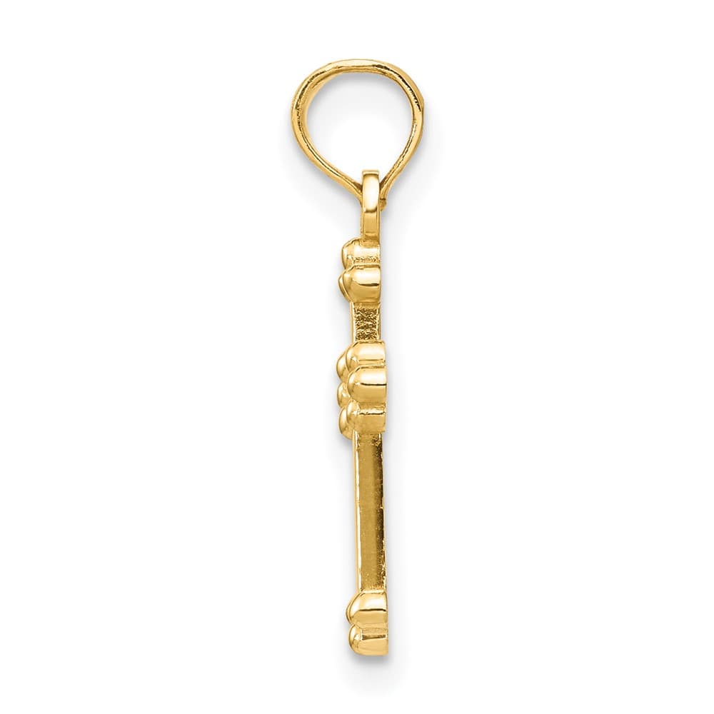 10K Yellow Gold Solid Polished Medium Budded Cross Charm
