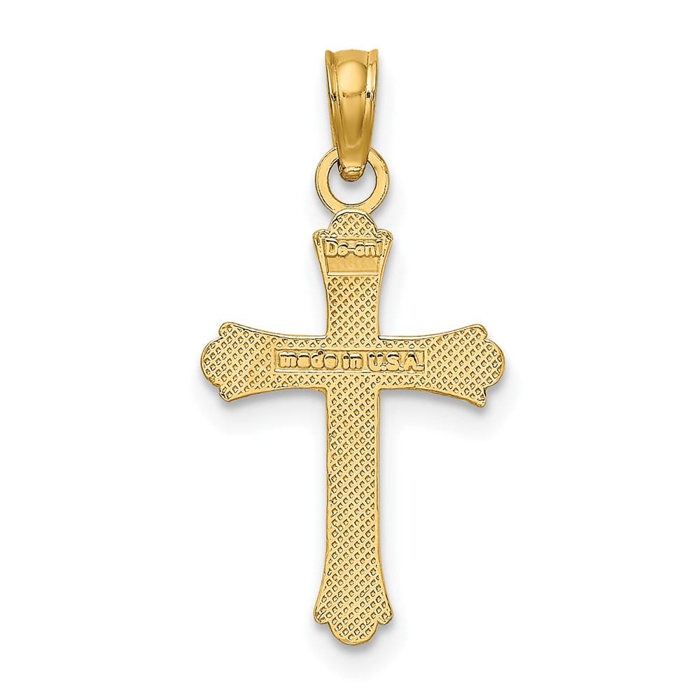 10K Yellow Gold Solid Polished Medium Budded Cross Charm