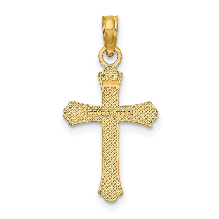 10K Yellow Gold Solid Polished Medium Budded Cross Charm