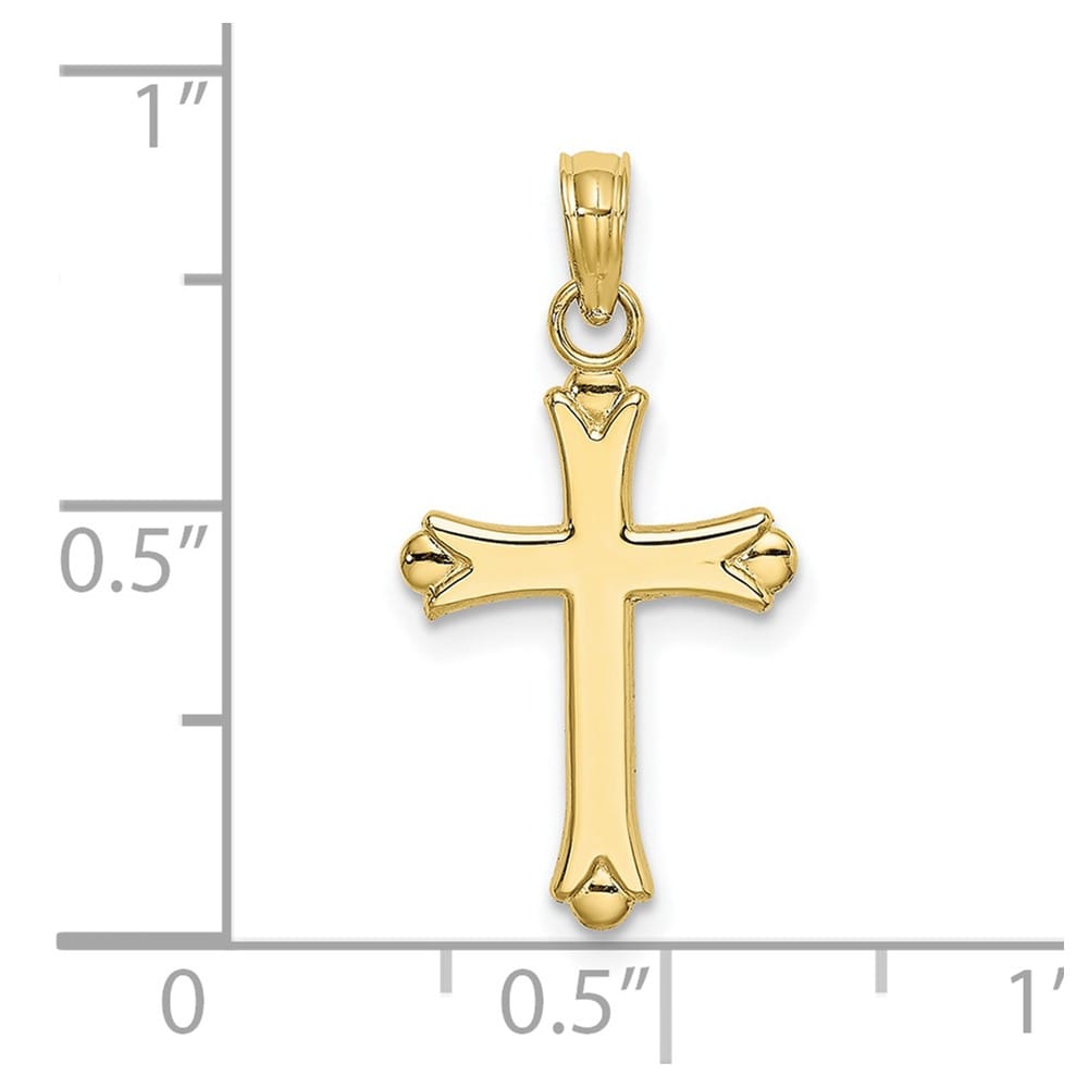 10K Yellow Gold Solid Polished Medium Budded Cross Charm