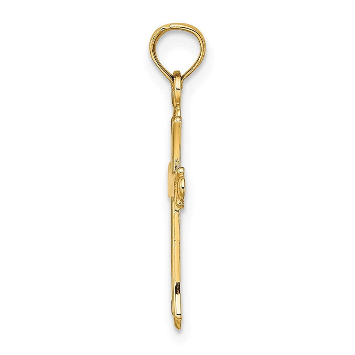 10K Yellow Gold Solid Polished Medium Budded Cross Charm