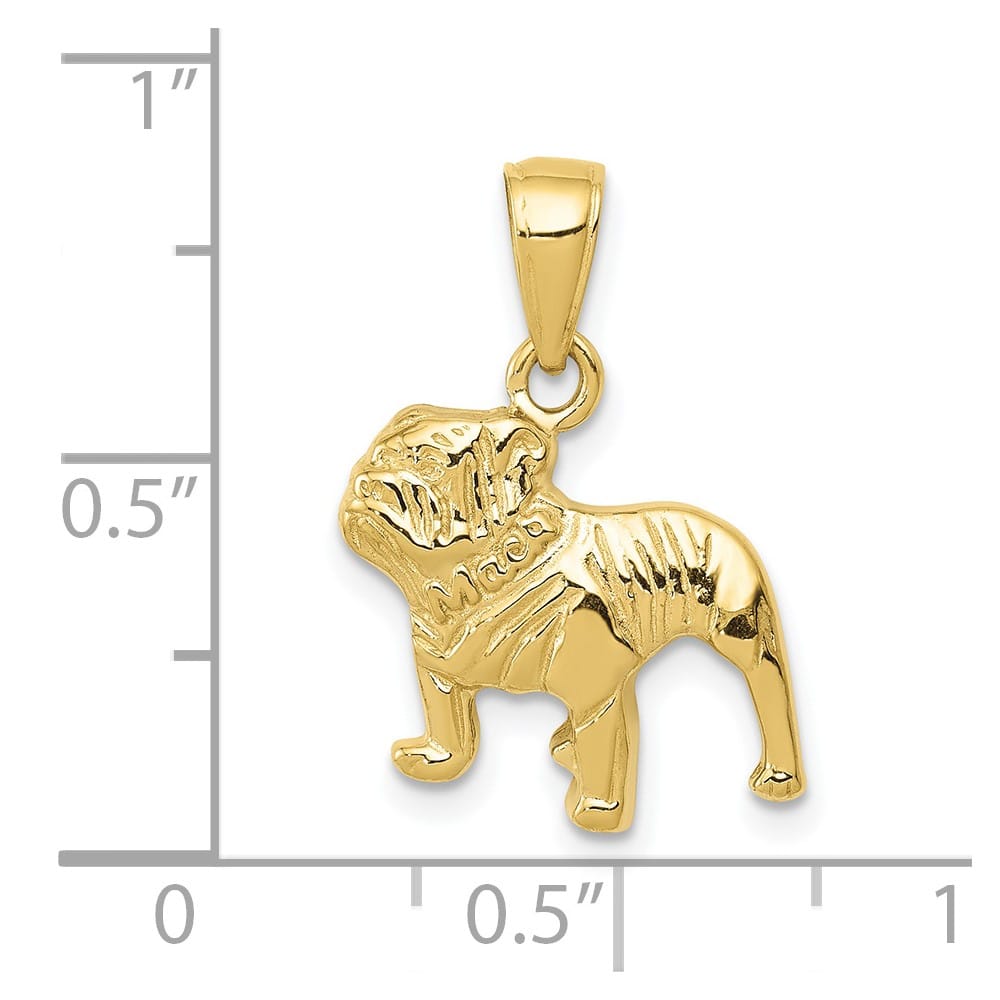 10K Yellow Gold Solid Polished Medium Bulldog Pendant