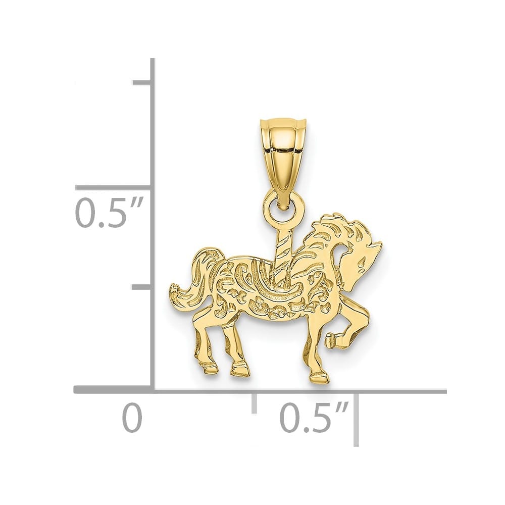 10K Yellow Gold Solid Polished Medium Carousel Horse Charm