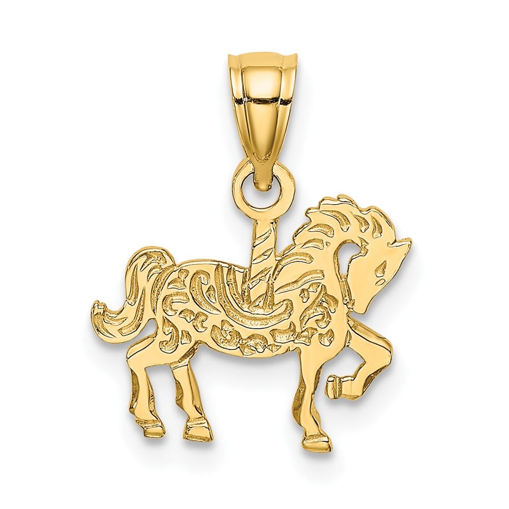 10K Yellow Gold Solid Polished Medium Carousel Horse Charm