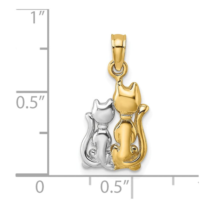 10K Yellow Gold Solid Polished Medium Cat and Kitten Charm