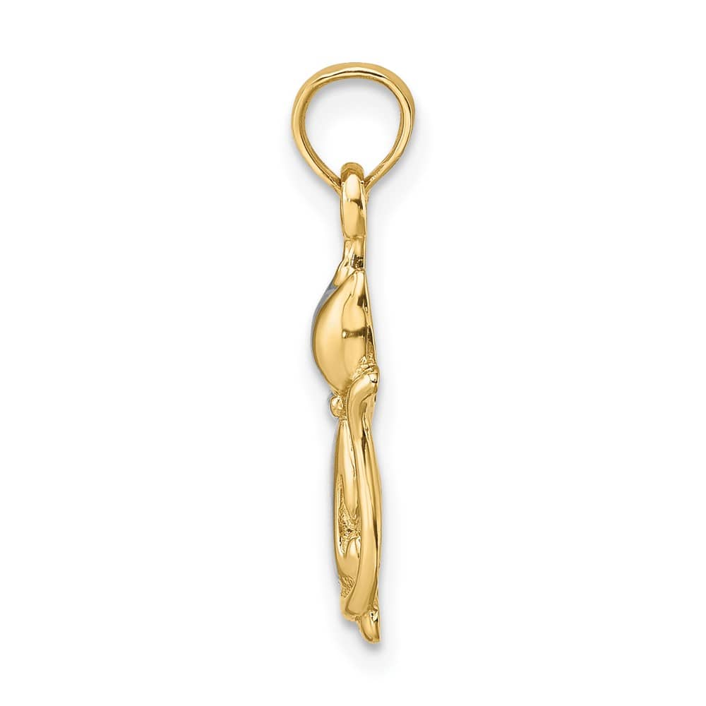 10K Yellow Gold Solid Polished Medium Cat and Kitten Charm