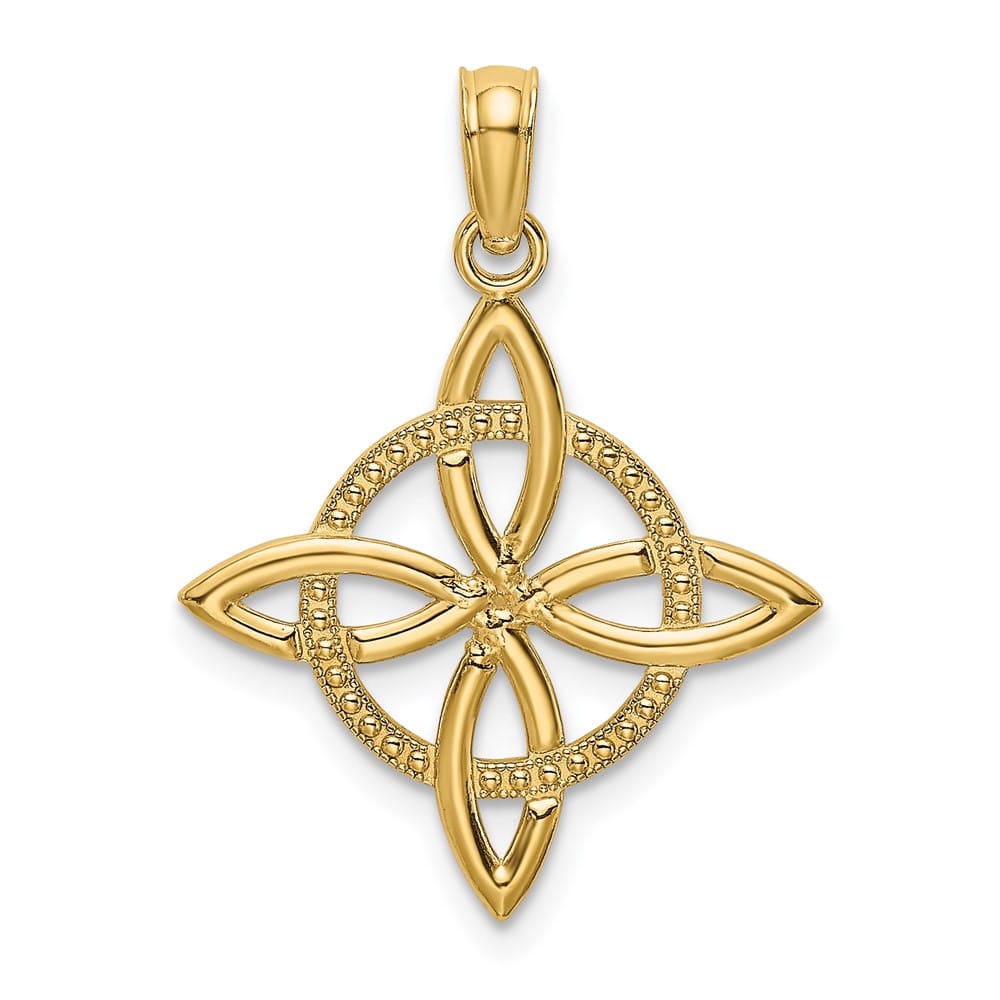 10K Yellow Gold Solid Polished Medium Celtic Eternity Knot Charm