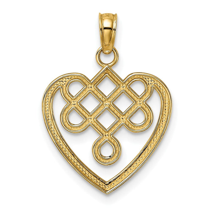 10K Yellow Gold Solid Polished Medium Celtic Knot Heart Charm