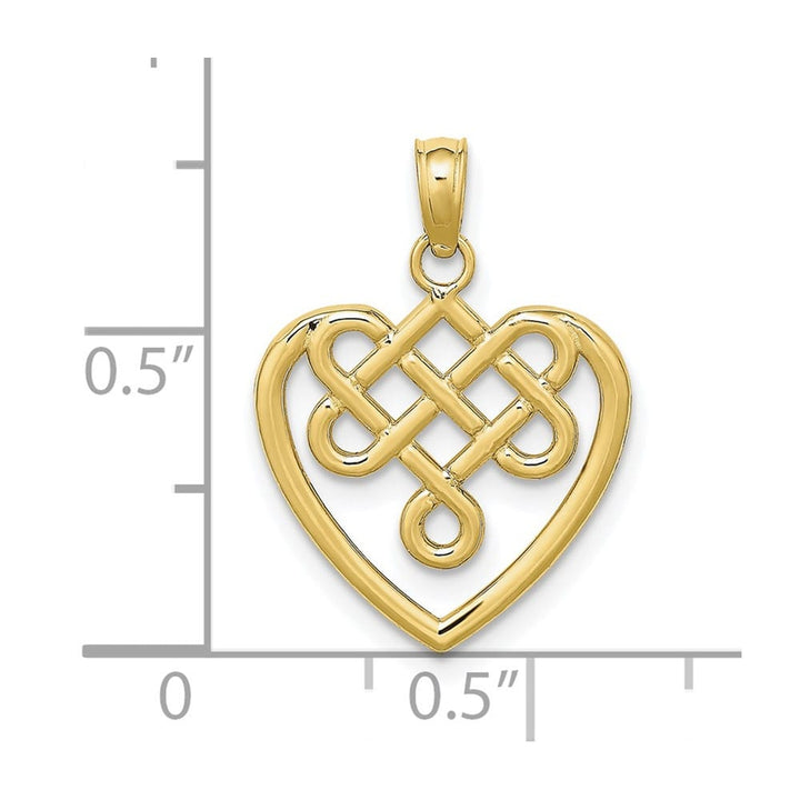 10K Yellow Gold Solid Polished Medium Celtic Knot Heart Charm