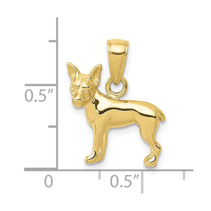 10K Yellow Gold Solid Polished Medium Chihuahua Dog Pendant