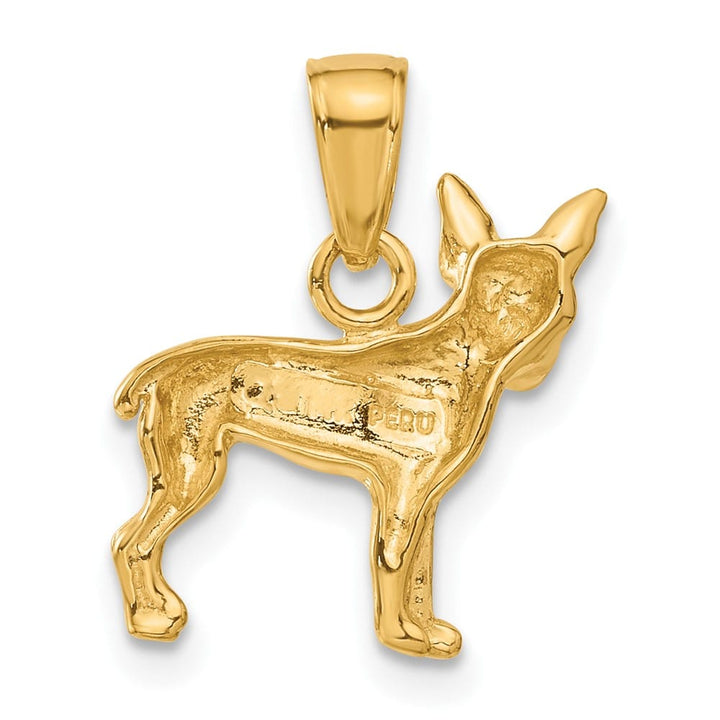 10K Yellow Gold Solid Polished Medium Chihuahua Dog Pendant