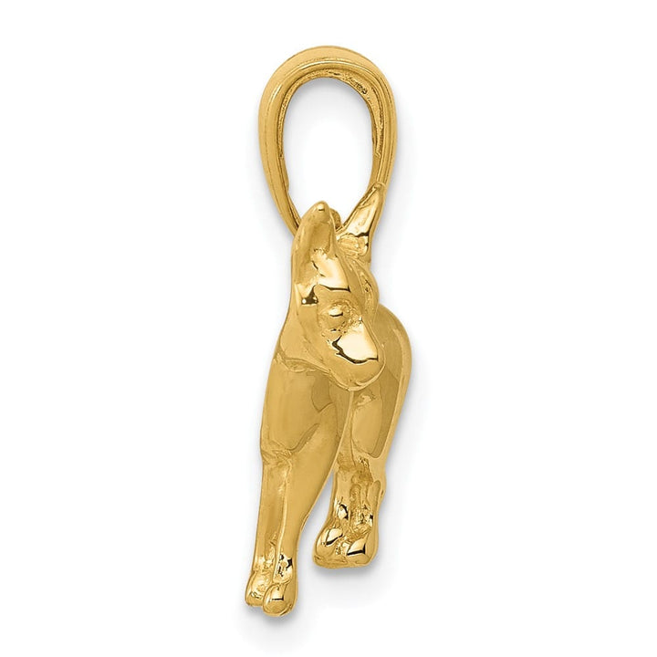 10K Yellow Gold Solid Polished Medium Chihuahua Dog Pendant