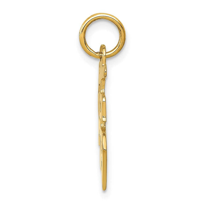 10K Yellow Gold Solid Polished Medium Chinese Symbol Good Luck Charm