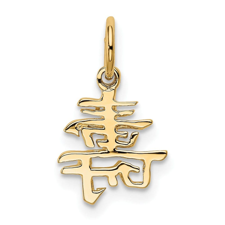 10K Yellow Gold Solid Polished Medium Chinese Symbol Long Life Charm
