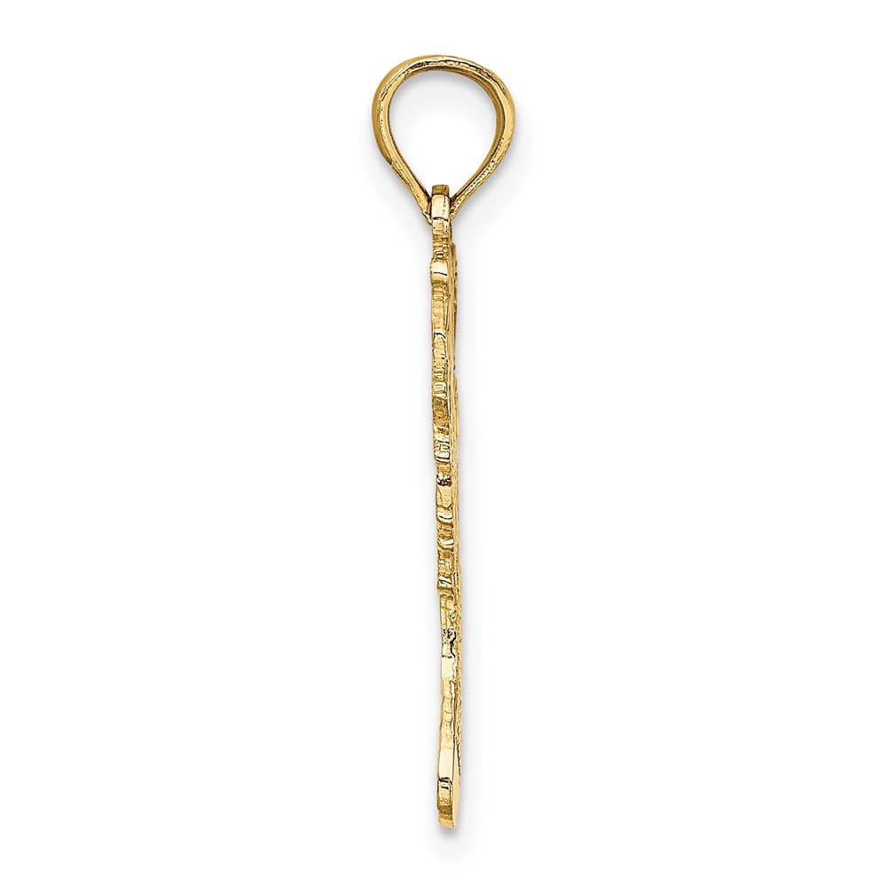 10K Yellow Gold Solid Polished Medium Christmas Stocking Pendant