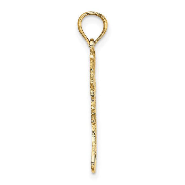 10K Yellow Gold Solid Polished Medium Christmas Stocking Pendant