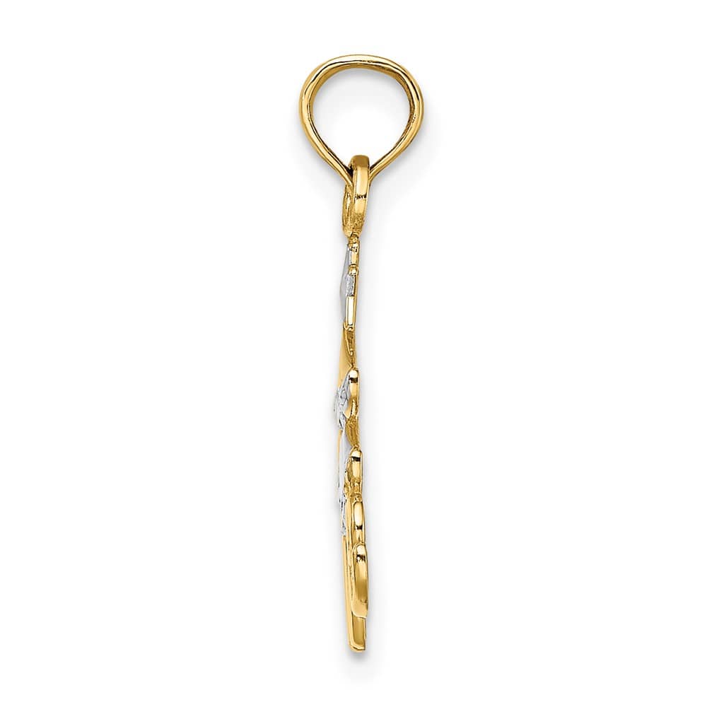 10K Yellow Gold Solid Polished Medium Christmas Tree Love Charm
