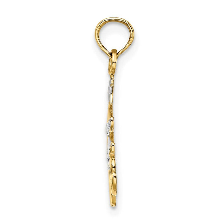 10K Yellow Gold Solid Polished Medium Christmas Tree Love Charm