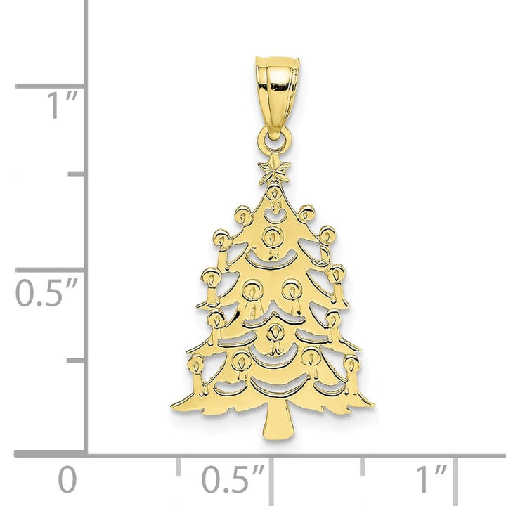 10K Yellow Gold Solid Polished Medium Christmas Tree Pendant