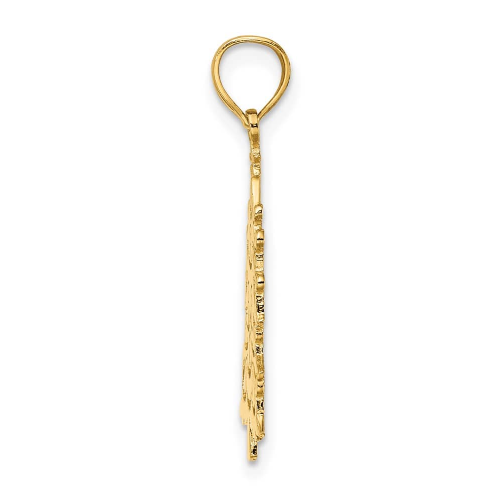 10K Yellow Gold Solid Polished Medium Christmas Tree Pendant