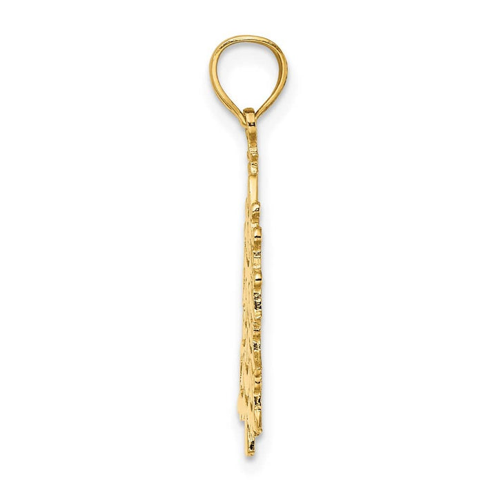 10K Yellow Gold Solid Polished Medium Christmas Tree Pendant