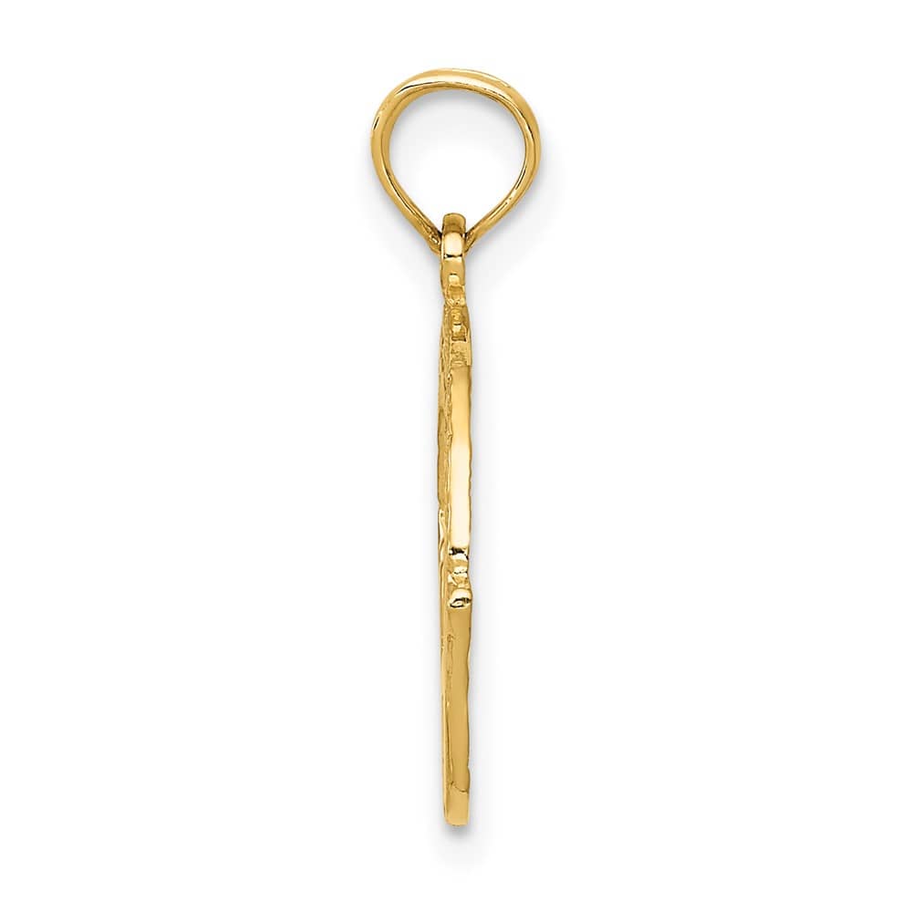 10K Yellow Gold Solid Polished Medium Claddagh Charm