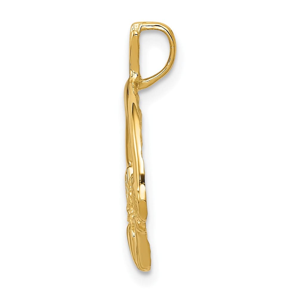 10K Yellow Gold Solid Polished Medium Claddagh Pendant